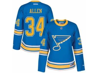 Women's Reebok St. Louis Blues #34 Jake Allen Authentic Blue 2017 Winter Classic NHL Jersey