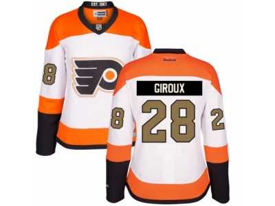 Women's Reebok Philadelphia Flyers #28 Claude Giroux Authentic White 3rd NHL Jersey