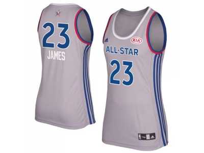 Women's Cleveland Cavaliers #23 LeBron James Gray 2017 All Star Stitched NBA Jersey
