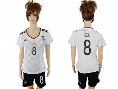 Women's Germany #8 Ozil White Home Soccer Country Jersey