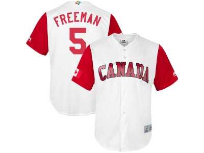 Men's Canada Baseball #5 Freddie Freeman Majestic White 2017 World Baseball Classic Jersey