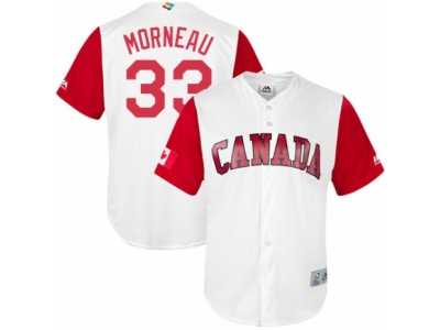 Men's Canada Baseball Majestic #33 Justin Morneau White 2017 World Baseball Classic Replica Team Jersey