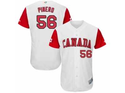 Men's Canada Baseball Majestic #56 Daniel Pinero White 2017 World Baseball Classic Authentic Team Jersey