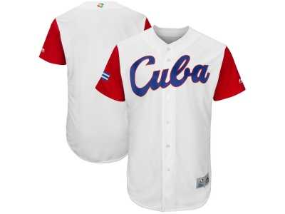 Men's Cuba Baseball Blank Majestic White 2017 World Baseball Classic Authentic Team Jersey