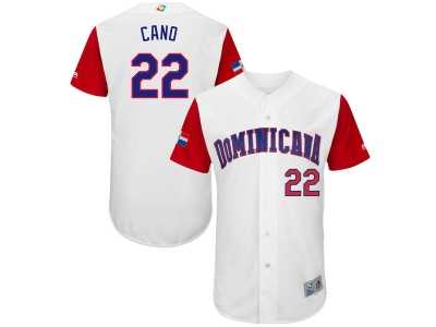Men's Dominican Republic Baseball #22 Robinson Cano Majestic White 2017 World Baseball Classic Authentic Jersey