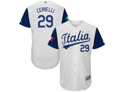 Men's Italy Baseball #29 Francisco Cervelli Majestic White 2017 World Baseball Classic Authentic Jersey