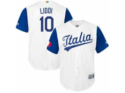Men's Italy Baseball Majestic #10 Alex Liddi White 2017 World Baseball Classic Replica Team Jersey