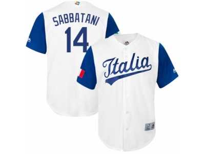 Men's Italy Baseball Majestic #14 Marco Sabbatani White 2017 World Baseball Classic Replica Team Jersey