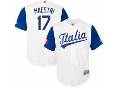 Men's Italy Baseball Majestic #17 Alex Maestri White 2017 World Baseball Classic Replica Team Jersey