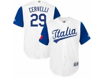 Men's Italy Baseball Majestic #29 Francisco Cervelli White 2017 World Baseball Classic Replica Team Jersey