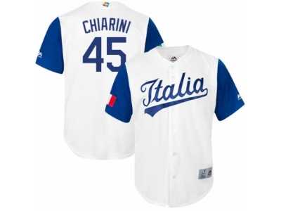 Men's Italy Baseball Majestic #45 Mario Chiarini White 2017 World Baseball Classic Replica Team Jersey