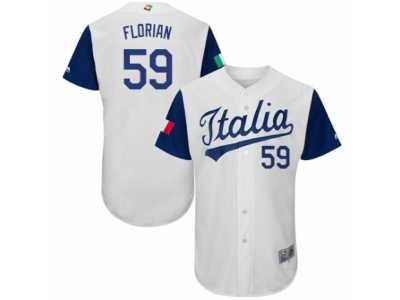 Men's Italy Baseball Majestic #59 Frailyn Florian White 2017 World Baseball Classic Authentic Team Jersey