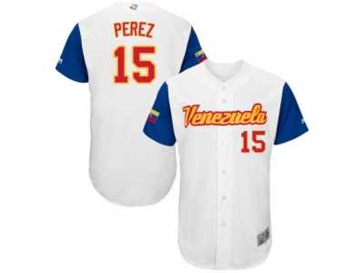 Men's Venezuela Baseball Majestic #15 Salvador Perez White 2017 World Baseball Classic Authentic Team Jersey