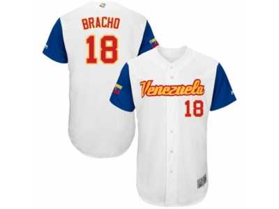 Men's Venezuela Baseball Majestic #18 Silvino Bracho White 2017 World Baseball Classic Authentic Team Jersey