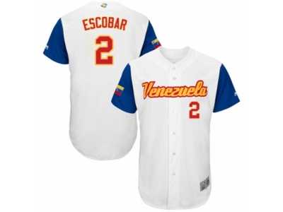 Men's Venezuela Baseball Majestic #2 Alcides Escobar White 2017 World Baseball Classic Authentic Team Jersey