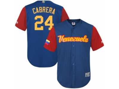 Men's Venezuela Baseball Majestic #24 Miguel Cabrera Royal Blue 2017 World Baseball Classic Replica Team Jersey