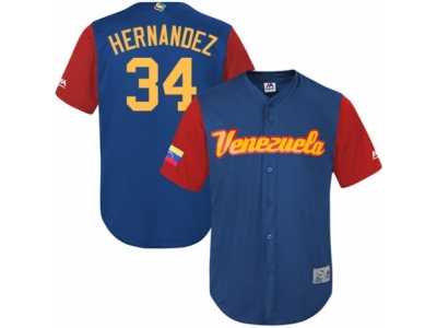 Men's Venezuela Baseball Majestic #34 Felix Hernandez Royal Blue 2017 World Baseball Classic Replica Team Jersey