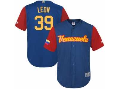 Men's Venezuela Baseball Majestic #39 Arcenio Leon Royal Blue 2017 World Baseball Classic Replica Team Jersey