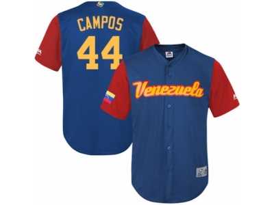 Men's Venezuela Baseball Majestic #44 Leonel Campos Royal Blue 2017 World Baseball Classic Replica Team Jersey