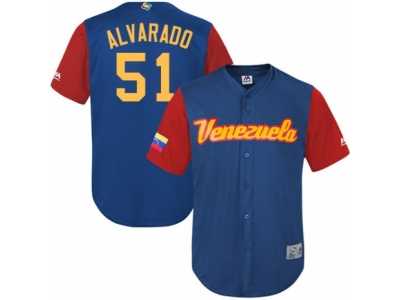 Men's Venezuela Baseball Majestic #51 Jose Alvarado Royal Blue 2017 World Baseball Classic Replica Team Jersey