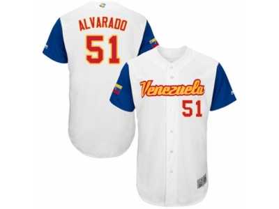 Men's Venezuela Baseball Majestic #51 Jose Alvarado White 2017 World Baseball Classic Authentic Team Jersey