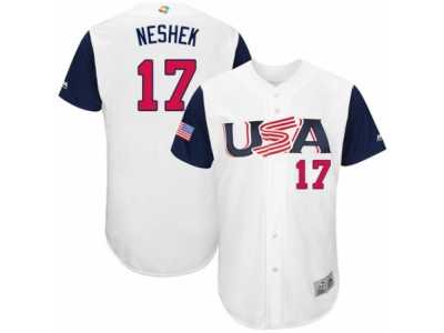 Men's USA Baseball Majestic #17 Pat Neshek White 2017 World Baseball Classic Authentic Team Jersey
