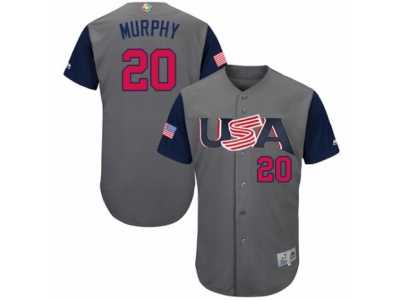Men's USA Baseball Majestic #20 Daniel Murphy Gray 2017 World Baseball Classic Authentic Team Jersey