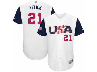 Men's USA Baseball Majestic #21 Christian Yelich White 2017 World Baseball Classic Authentic Team Jersey