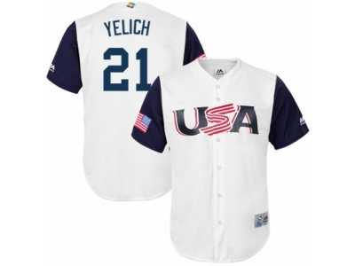 Men's USA Baseball Majestic #21 Christian Yelich White 2017 World Baseball Classic Replica Team Jersey