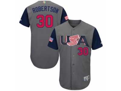 Men's USA Baseball Majestic #30 David Robertson Gray 2017 World Baseball Classic Authentic Team Jersey