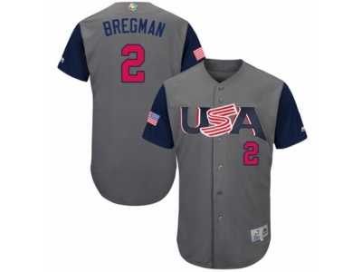 Youth USA Baseball Majestic #2 Alex Bregman Gray 2017 World Baseball Classic Authentic Team Jersey