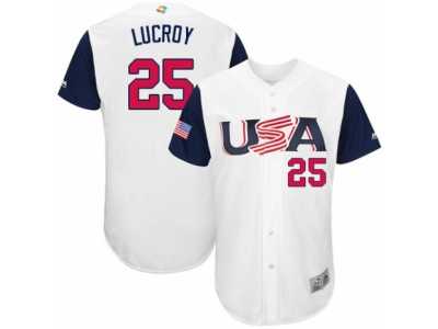 Youth USA Baseball Majestic #25 Jonathan Lucroy White 2017 World Baseball Classic Authentic Team Jersey