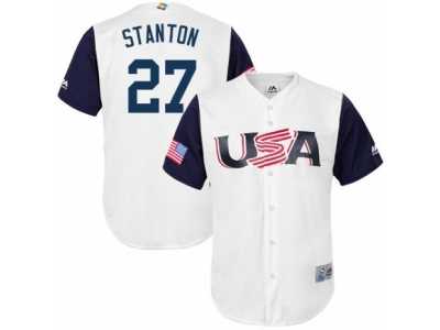 Youth USA Baseball Majestic #27 Giancarlo Stanton White 2017 World Baseball Classic Replica Team Jersey