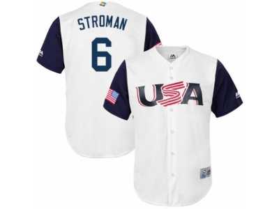 Youth USA Baseball Majestic #6 Marcus Stroman White 2017 World Baseball Classic Replica Team Jersey