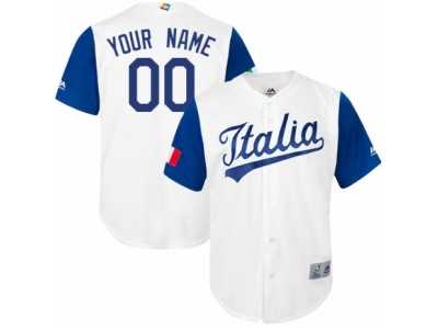 Men's Italy Baseball Majestic Customized White 2017 World Baseball Classic Replica Team Jersey