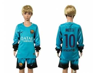 Barcelona #10 Messi SEC Away Long Sleeves Kid Soccer Club Jersey