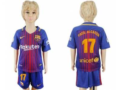 Barcelona #17 Paco Alcacer Home Kid Soccer Club