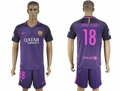 Barcelona #18 Jordi Alba Away Soccer Club Jerseyss