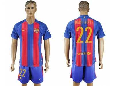 Barcelona #22 Dani Alves Home With Blue Shorts Soccer Club Jerseys