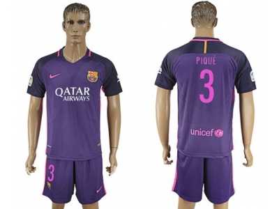 Barcelona #3 Pique Away Soccer Club Jerseyss