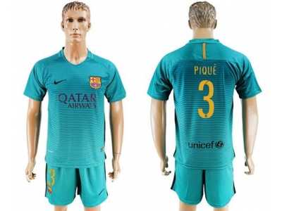 Barcelona #3 Pique Sec Away Soccer Club Jerseys