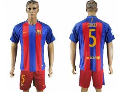 Barcelona #5 Sergio Home Soccer Club Jerseysss