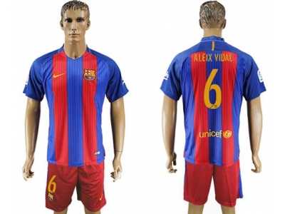 Barcelona #6 Aleix Vidal Home Soccer Club Jerseys