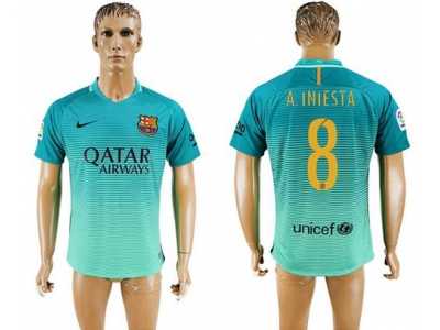 Barcelona #8 A.Iniesta Sec Away Soccer Club Jerseyss