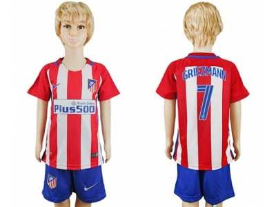 Atletico Madrid #7 Griezmann Home Kid Soccer Club Jersey