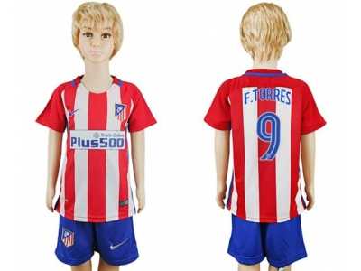 Atletico Madrid #9 F.Torres Home Kid Soccer Club Jersey