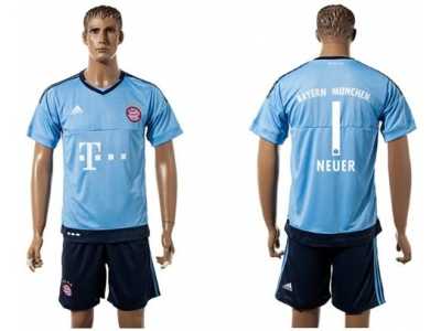 Bayern Munchen #1 Neuer Light Blue Goalkeeper Soccer Club Jersey