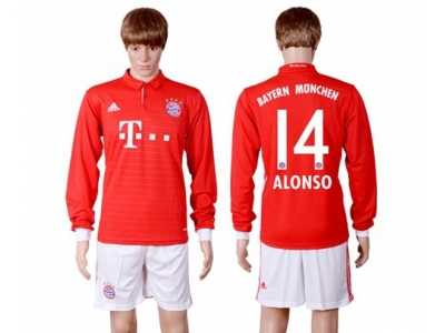 Bayern Munchen #14 Alonso Home Long Sleeves Soccer Club Jerseys
