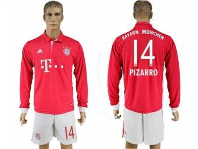 Bayern Munchen #14 Pizarro Home Long Sleeves Soccer Club Jersey