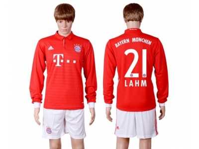 Bayern Munchen #21 Lahm Home Long Sleeves Soccer Club Jerseys